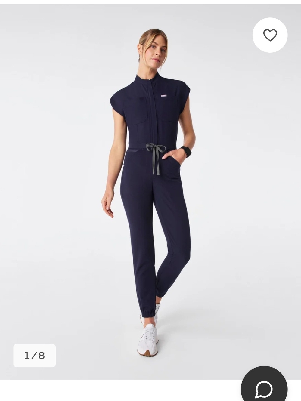 Figs Navy Cap-Sleeve Utility Jumpsuit